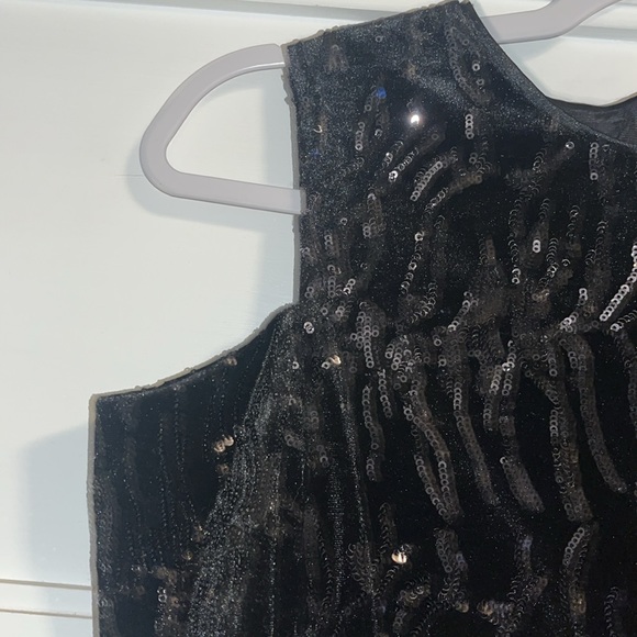 Teri Jon black Sequined Cold Shoulder Velvet Dress size 4 - Picture 7 of 13